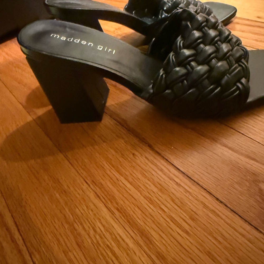 Madden Girl Black Chunky Heel Sandals
